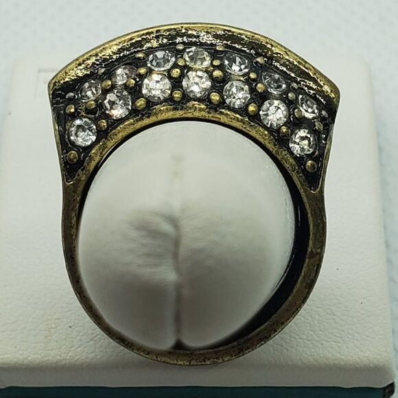 Gold Tone Raised Rhinestone Ring - Picture 4 of 5